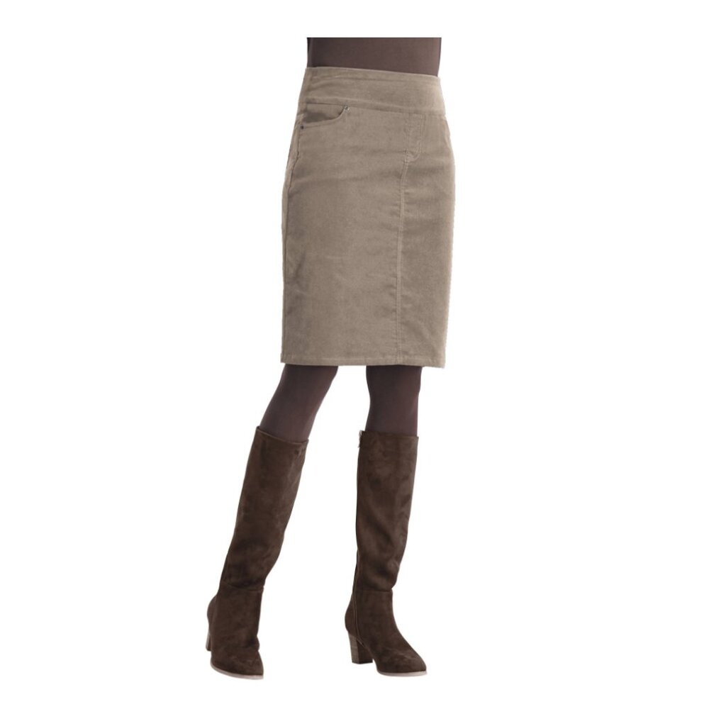 Chadwicks Velvety Cotton Spandex Pinwale Corduroy Comfort Waist Pull-On Skirt